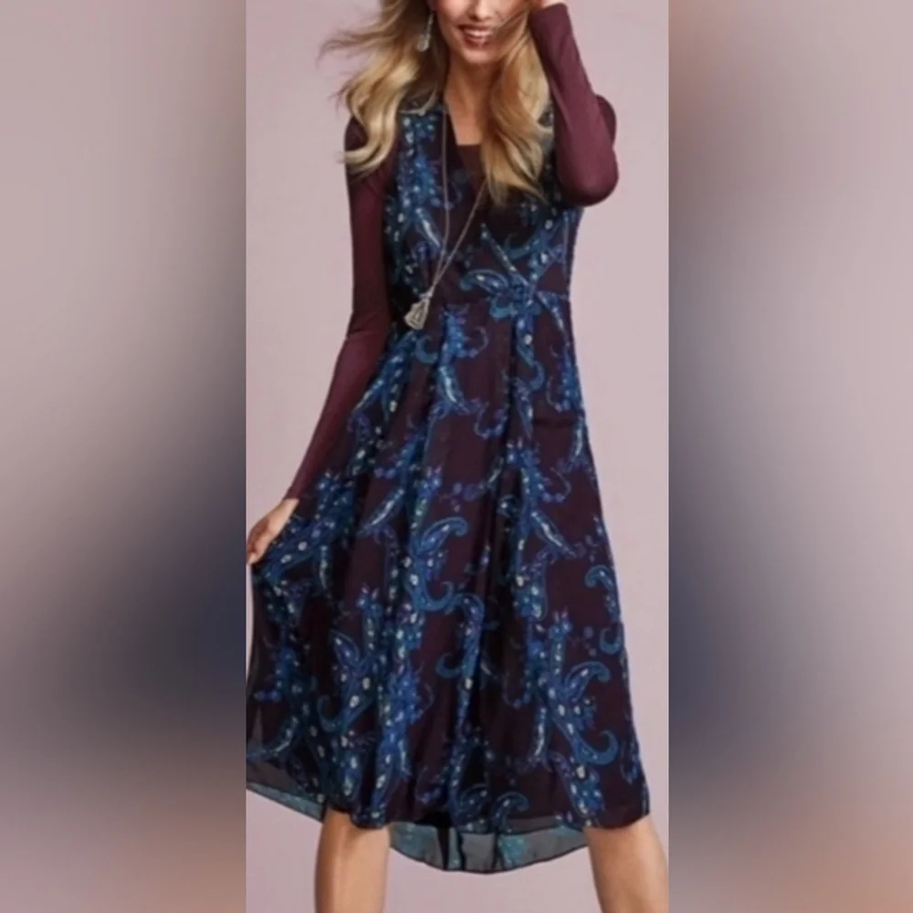 CAbi Dress Treasure Paisley Printed Pleated Pockets - Picture 3 of 11